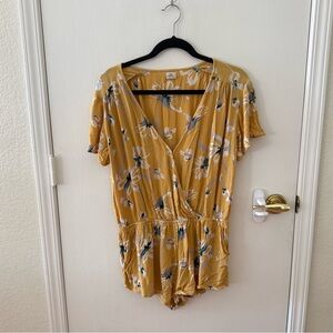 O’Neill Mustard Yellow Floral Short Sleeve Romper